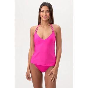 Trina Turk Monaco Ring Pink Two Piece Halter Tankini  Bottoms Swimsuit Set 10